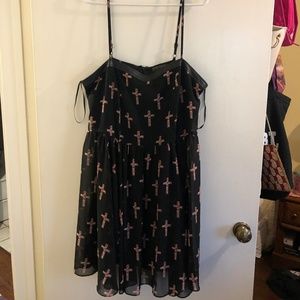 Forever 21: Black Dress with Floral Crosses